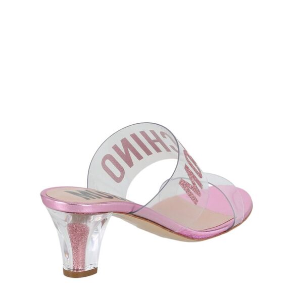 Moschino Glitter Logo Heel Sandals Clear Womens - Picture 3 of 6